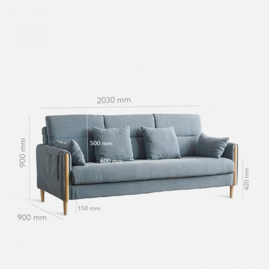 Macaron Sofa II, Oak with Light Grey Fabric Macaron Sofa II, Oak with Light Grey Fabric